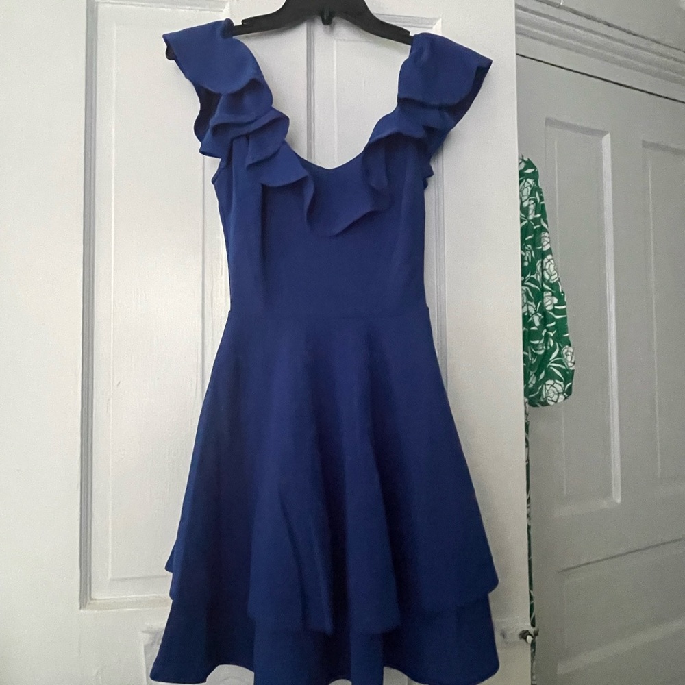Crystal Doll Blue Fit and Flare Cocktail Dress